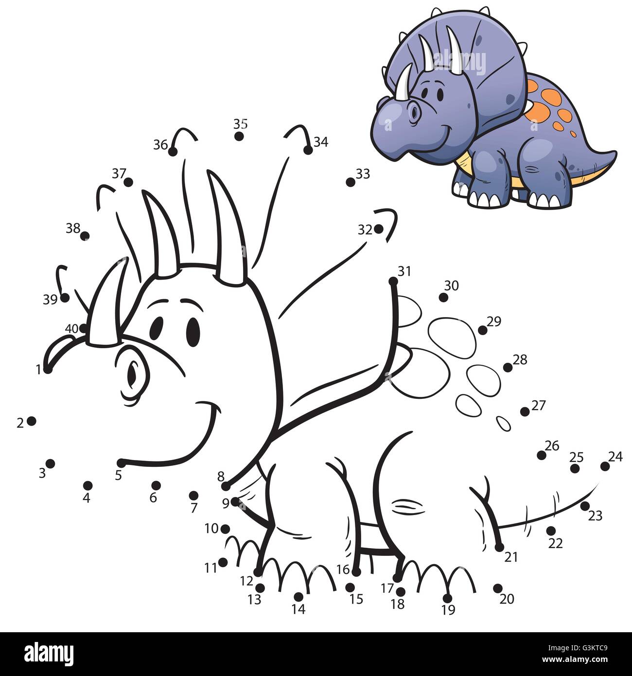 Vector Illustration of Education dot to dot game - Dinosaur Stock ...