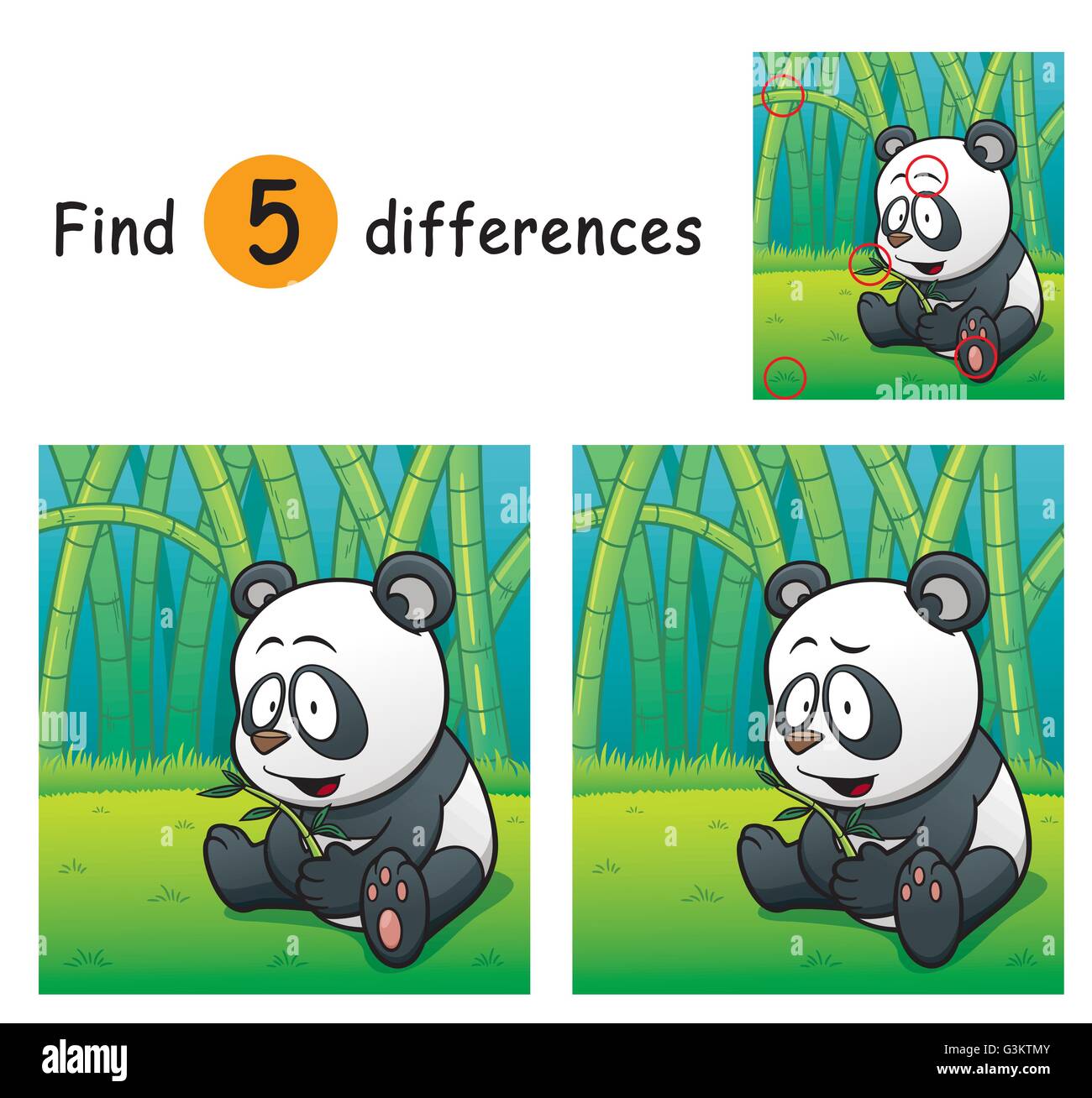 Vector Illustration of Game for children find differences - Panda Stock ...