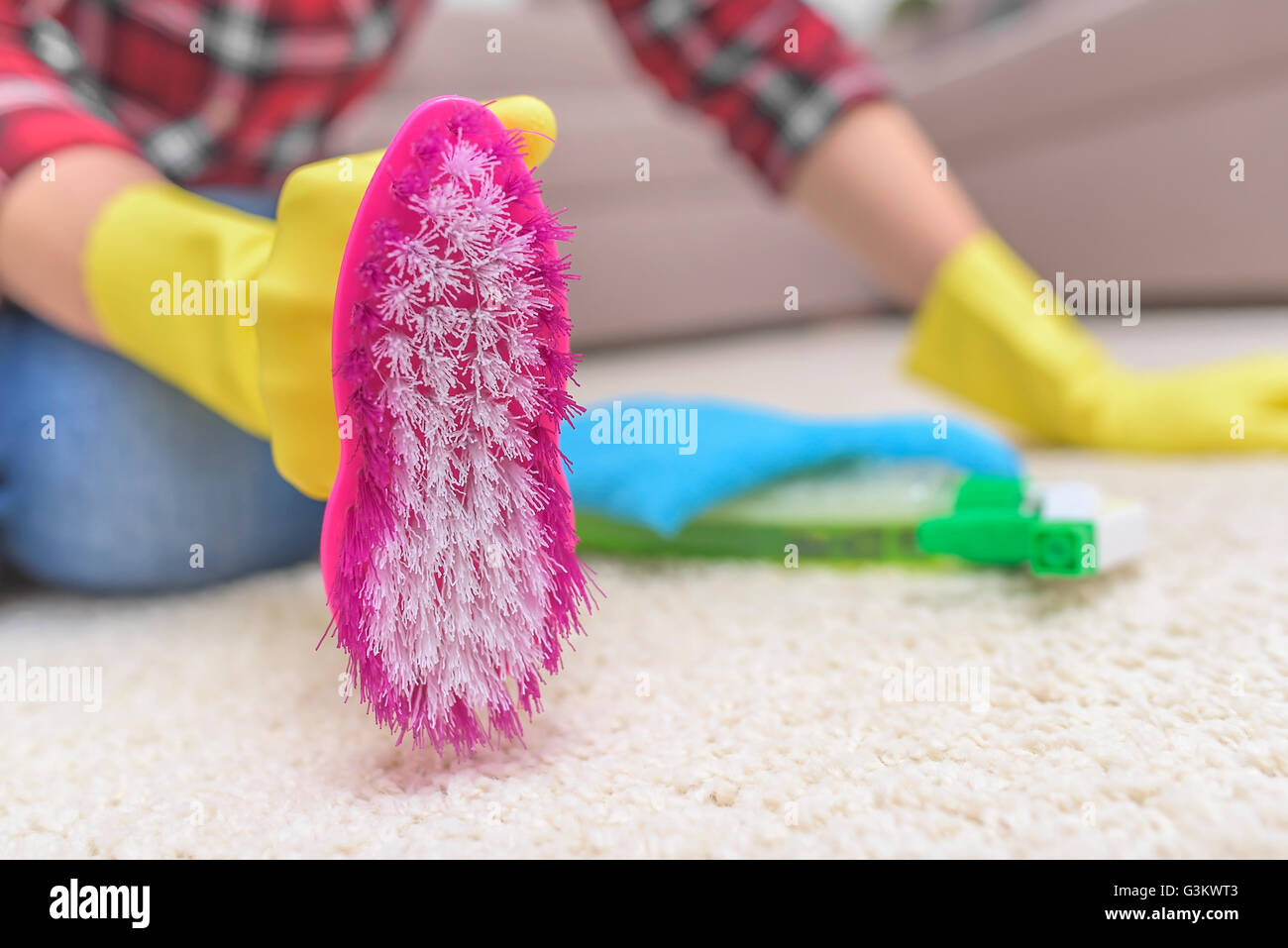 Hand Brush for the Floor Carpet. a Female Hand Cleans a Rug from Debris.  Stock Photo - Image of carpet, home: 186266750