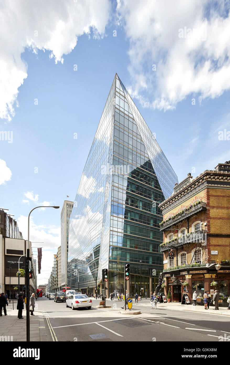 Glazed building facade with context of Victoria Street. 62 Buckingham