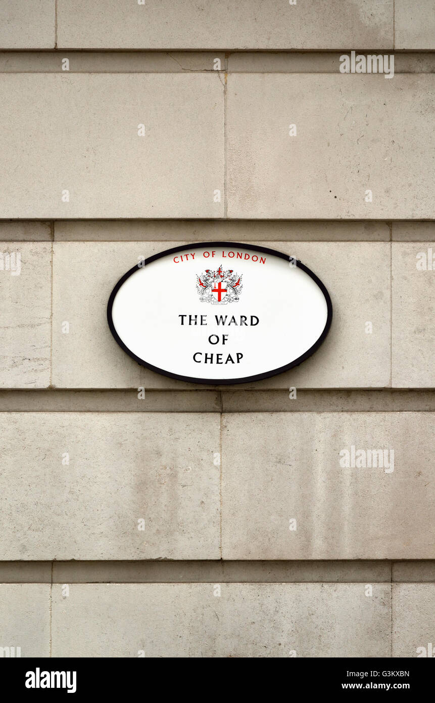 Ward of Cheap plaque, City of London, London EC1-EC4, United Kingdom Stock Photo