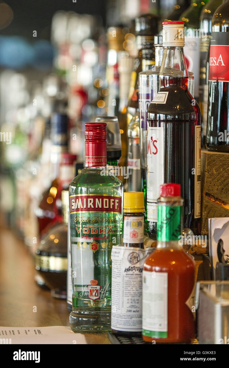 Bottles of alcohol Stock Photo Alamy