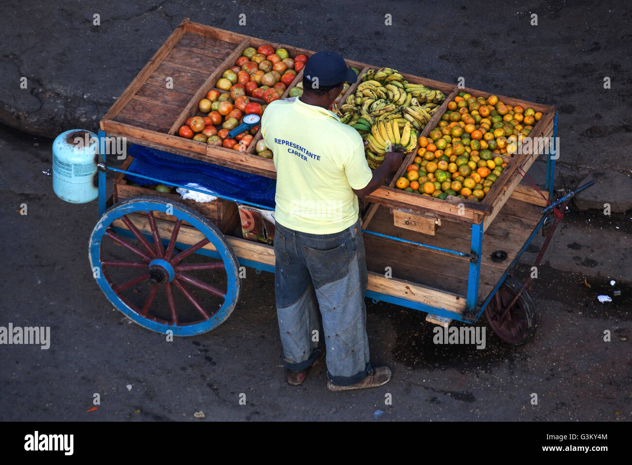 Mobile fruit stall, historic centre, Havana, Cuba Stock Photo