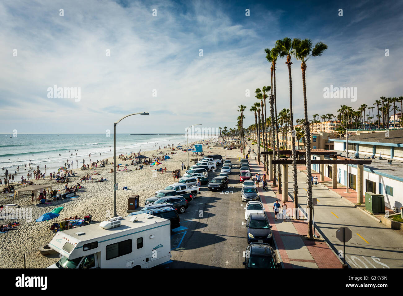 View of the beach in Oceanside, California. Stock Photo