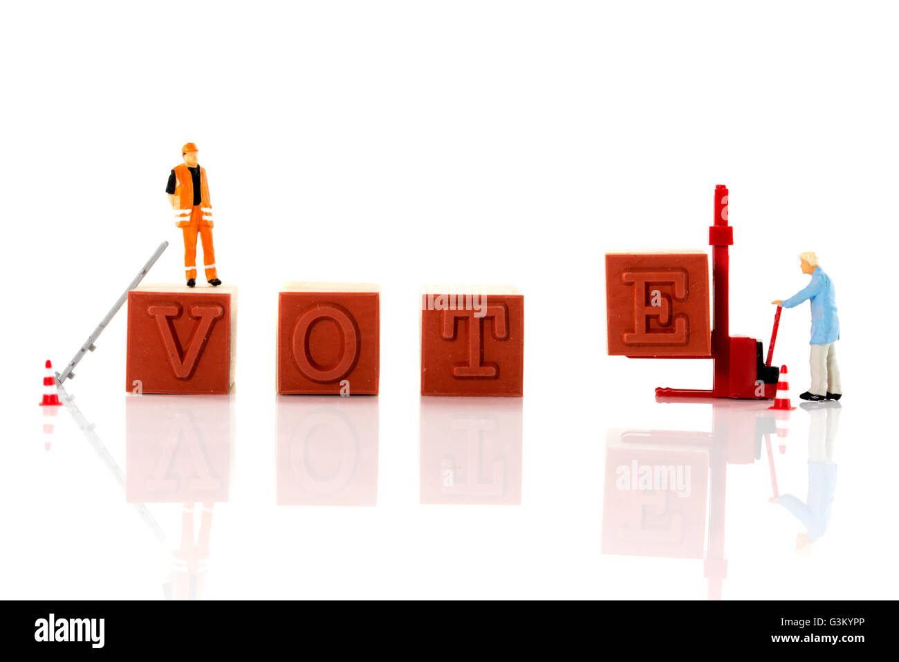 little people make things ready for vote for the elections Stock Photo