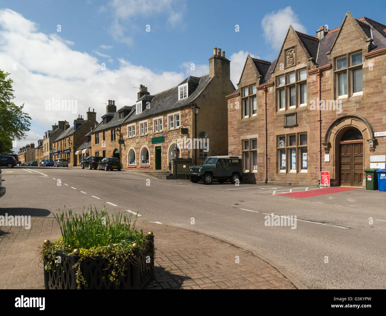 View along High Street Dornoch Sutherland Scottish Highlands a former