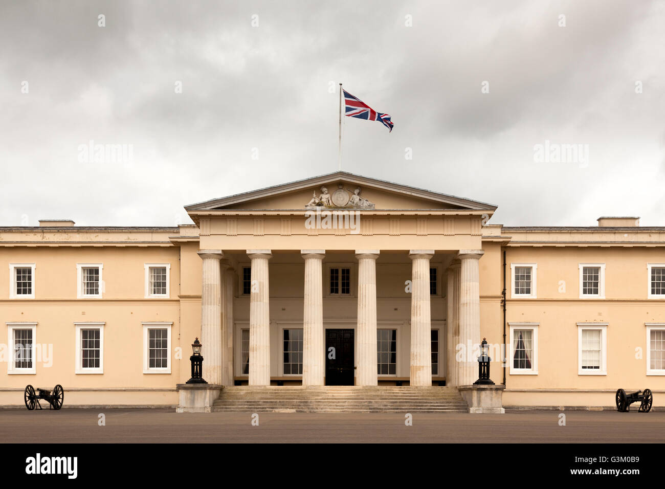 Front facade of Old College building Royal Military Academy Sandhurst, Camberley, Hampshire, England, United Kingdom, Europe Stock Photo