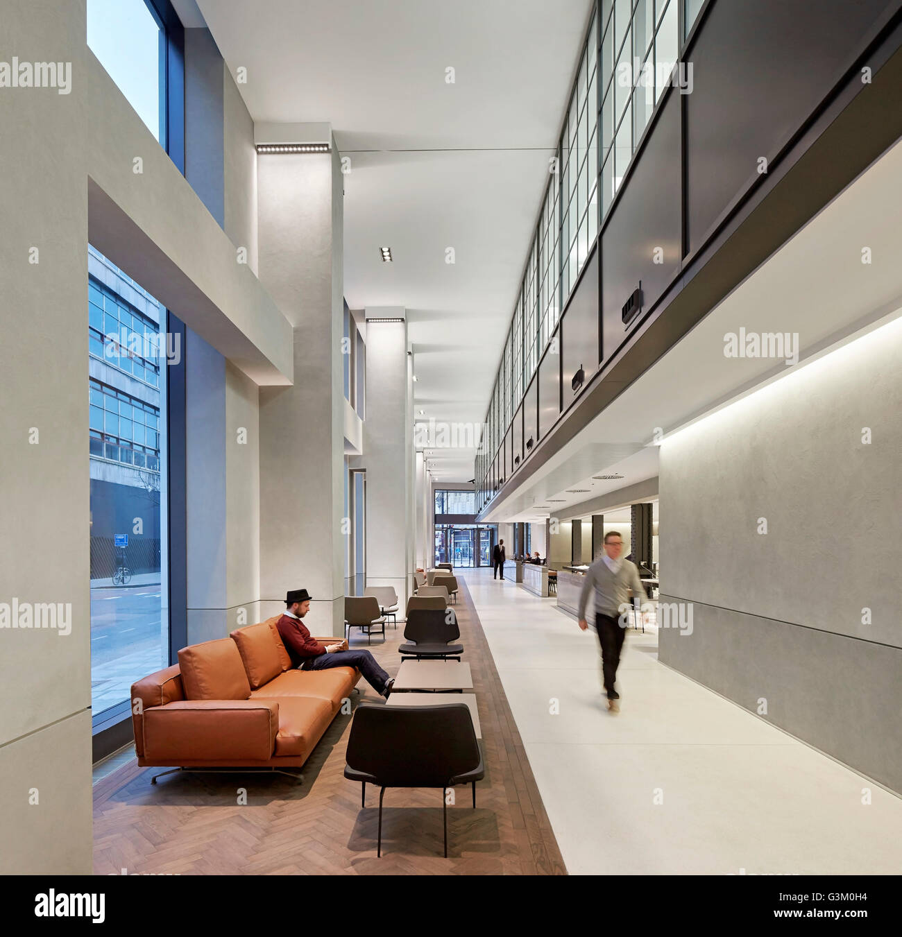 Perspective of ground floor lounge and reception area. Bloomsbury Way, London, United Kingdom