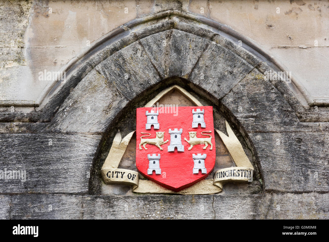 The City of Winchester coat of Arms on the town hall at Winchester UK