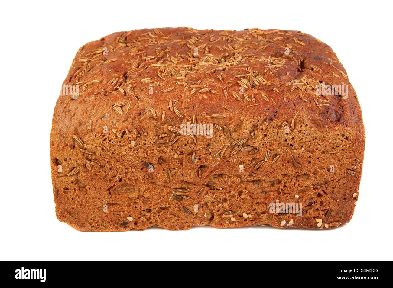 rye bread with caraway seed isolated over white background Stock Photo