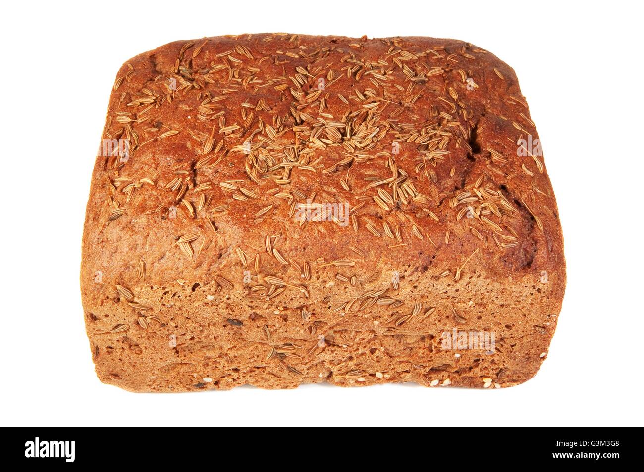 rye bread with caraway seed isolated over white background Stock Photo