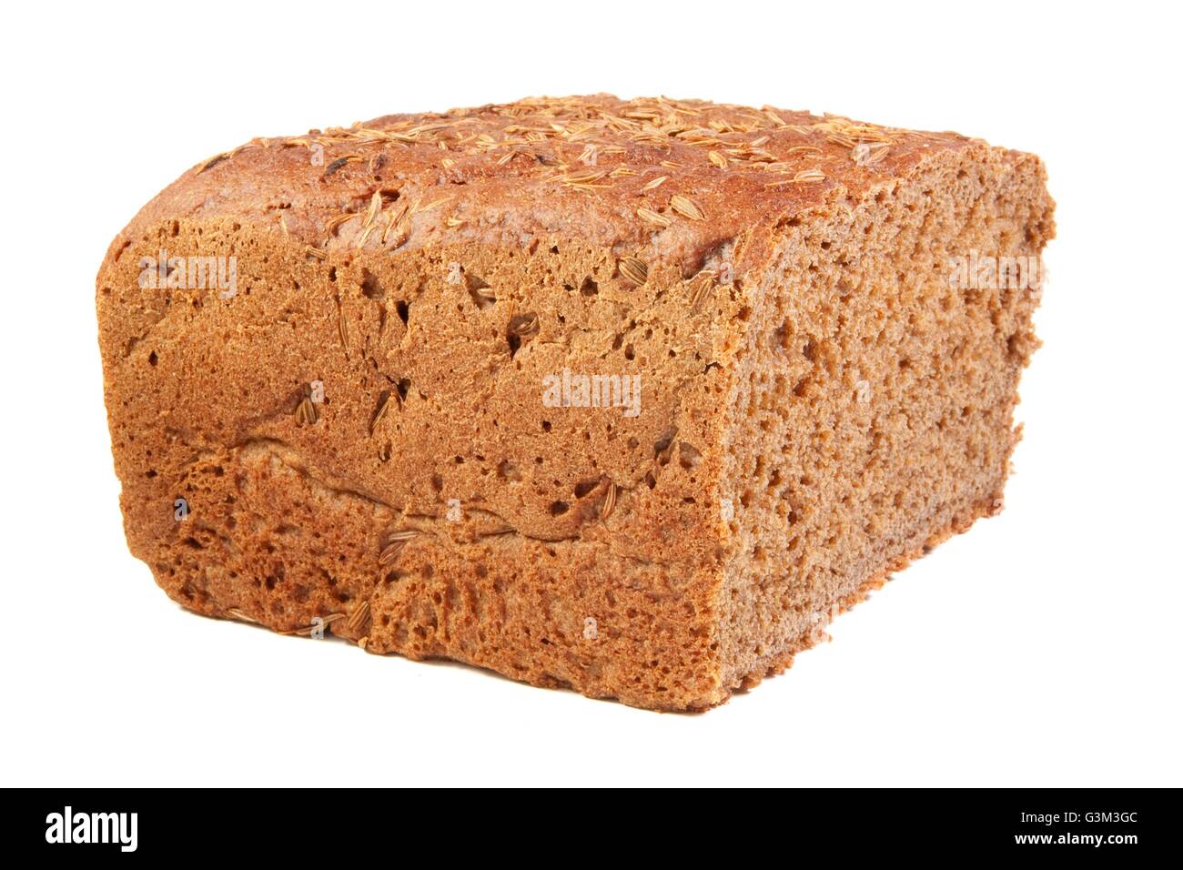 rye bread with caraway seed isolated over white background Stock Photo
