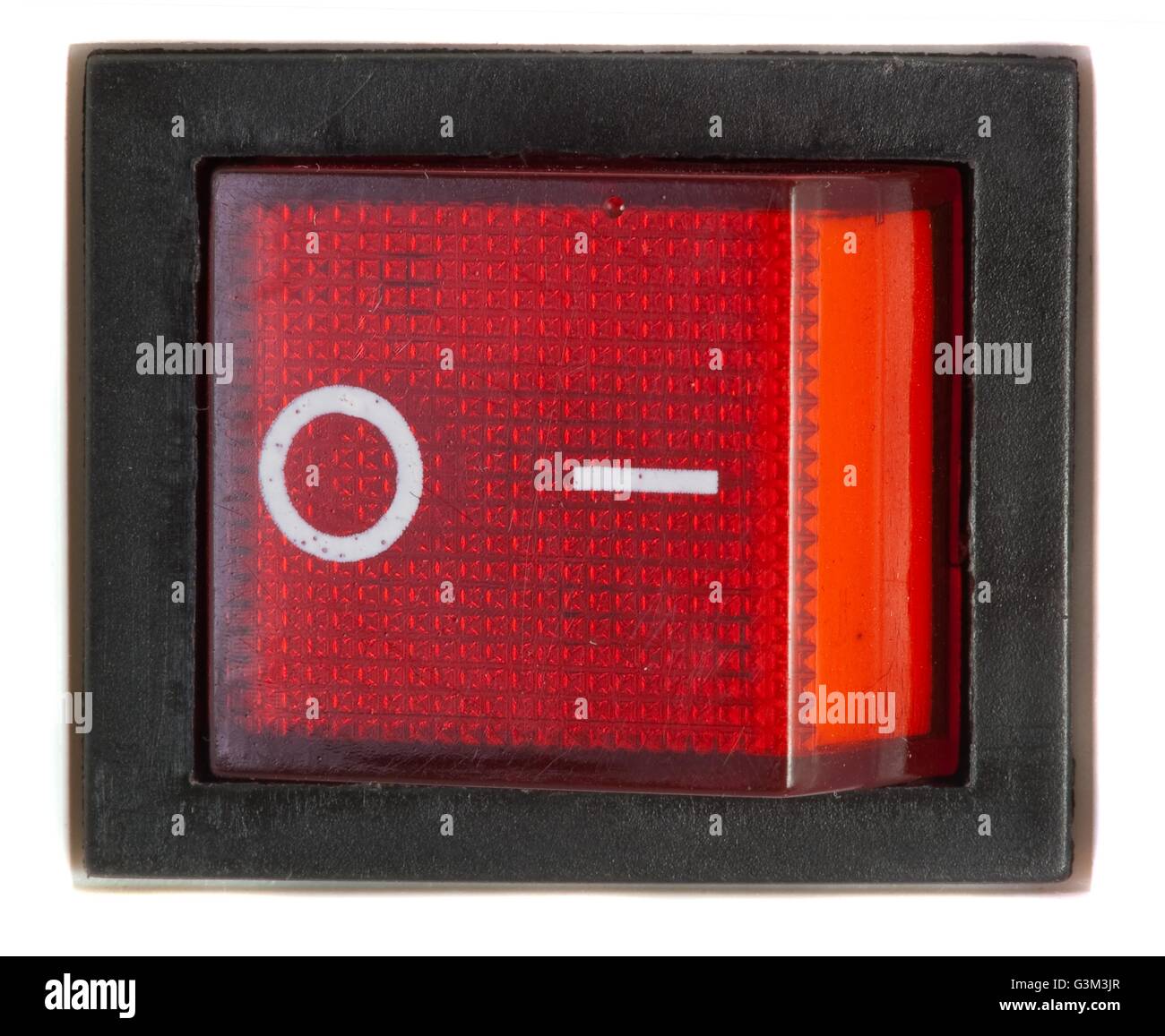Close up of isolated red power on / off switch Stock Photo - Alamy
