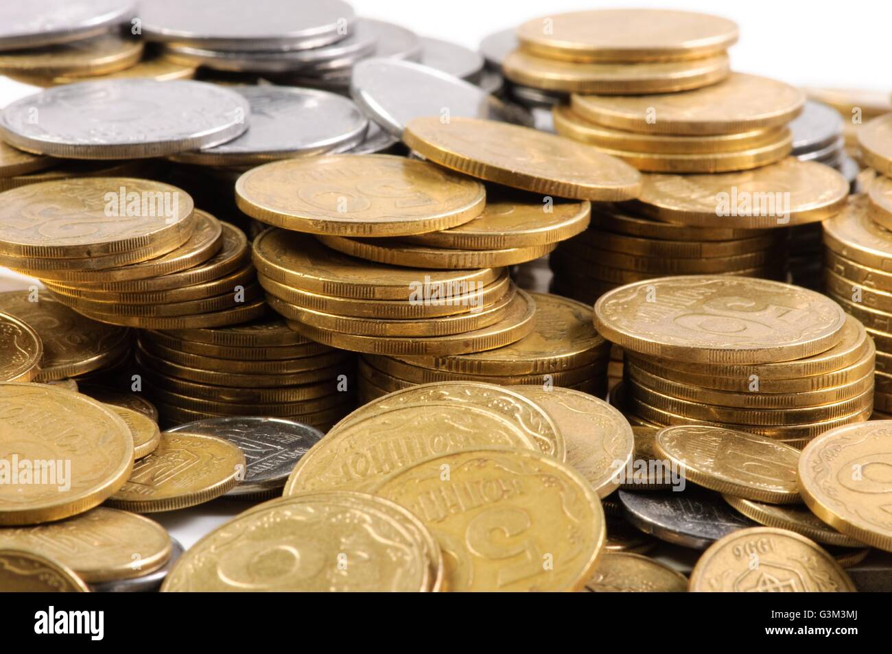 Stacks of coins . isolated on white background Stock Photo - Alamy