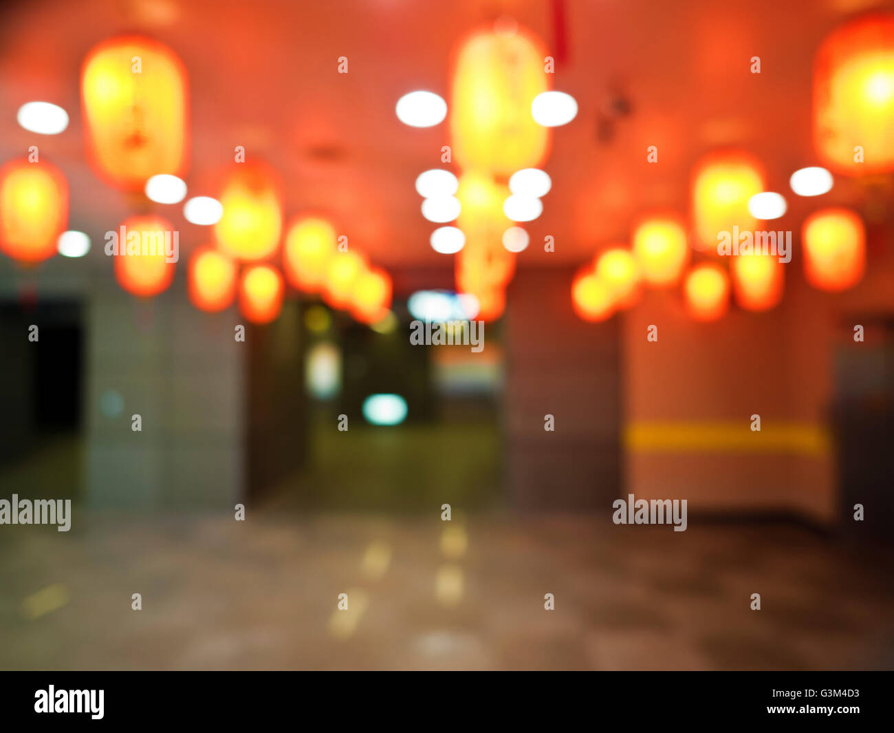 Blur corridor with bokeh background Stock Photo