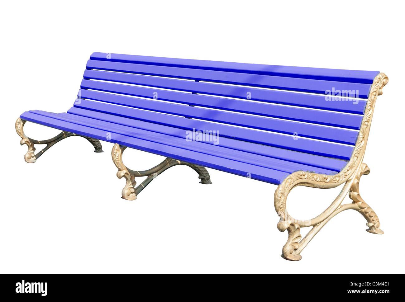 Yellow Park Bench Isolated Over White Background Stock Photo