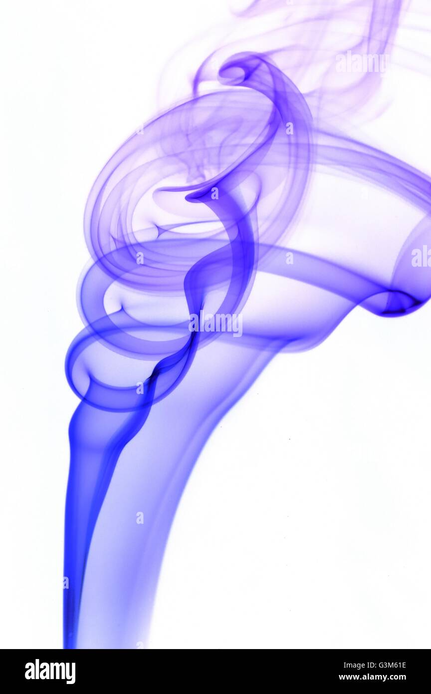 Abstract blue smoke over white background Stock Photo - Alamy