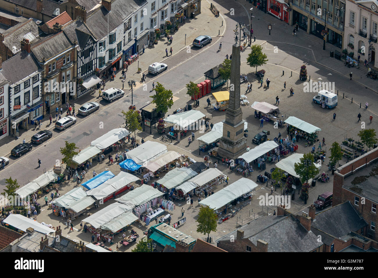 An aerial view of Ripon's outdoor market Stock Photo Alamy