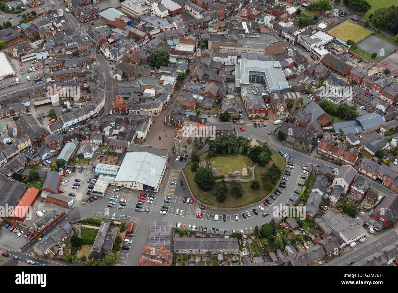 An aerial view of the Shropshire town of Oswestry Stock Photo Alamy