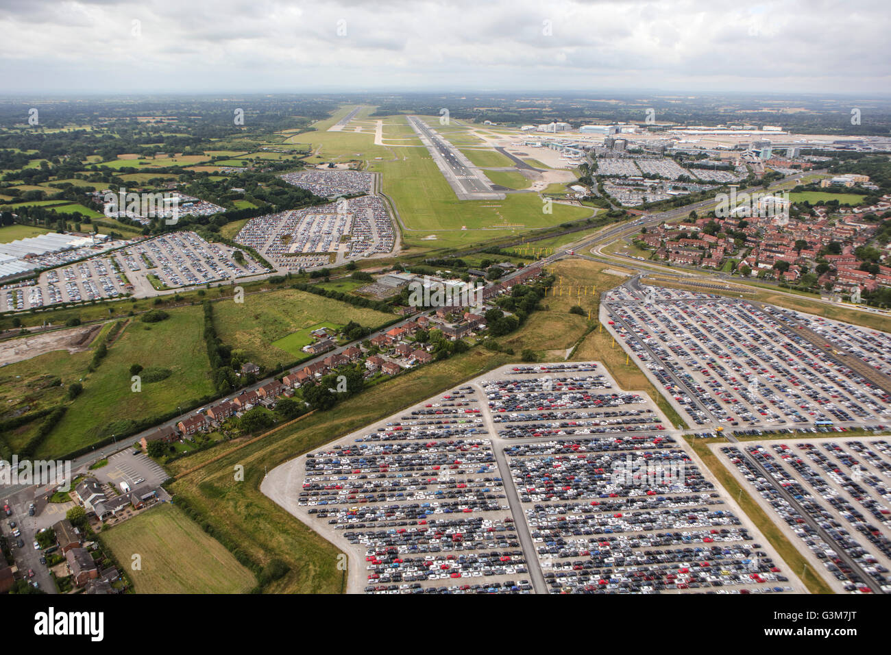 An aerial view of Manchester International Airport Stock Photo