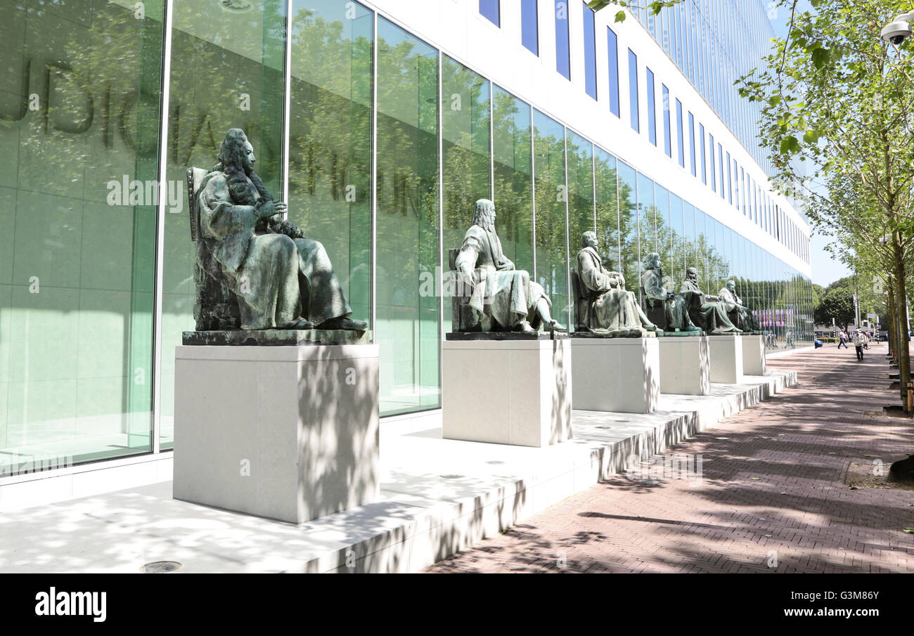 Bronze statues in front of the supreme court in the Netherlands Stock