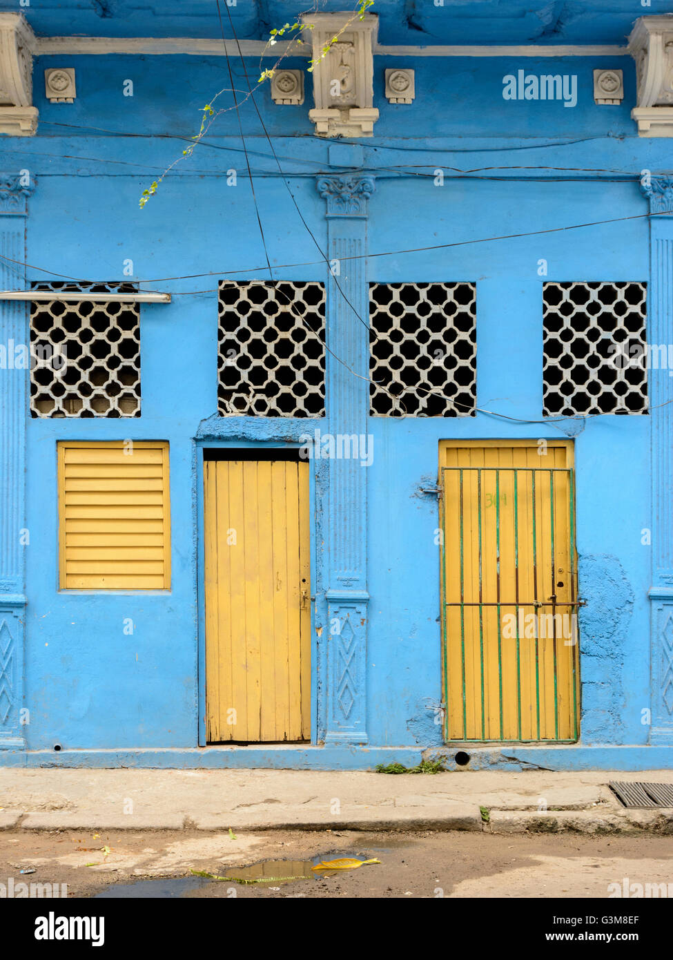 A traditional simple Havanan home in the backstreets of Havana, Cuba Stock Photo
