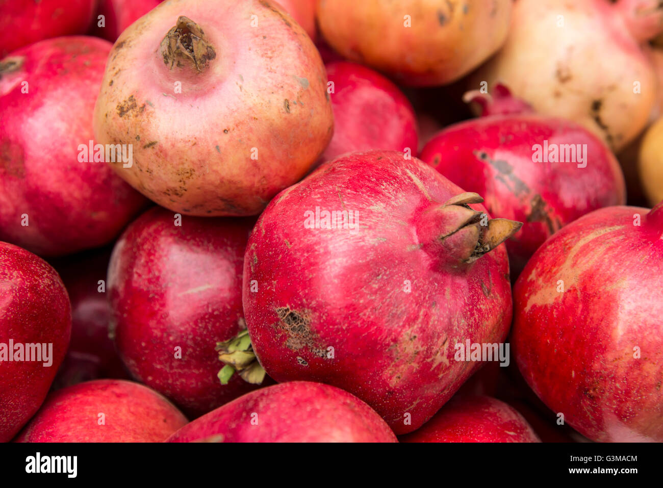 Fresh pomegranate in market Stock Photo