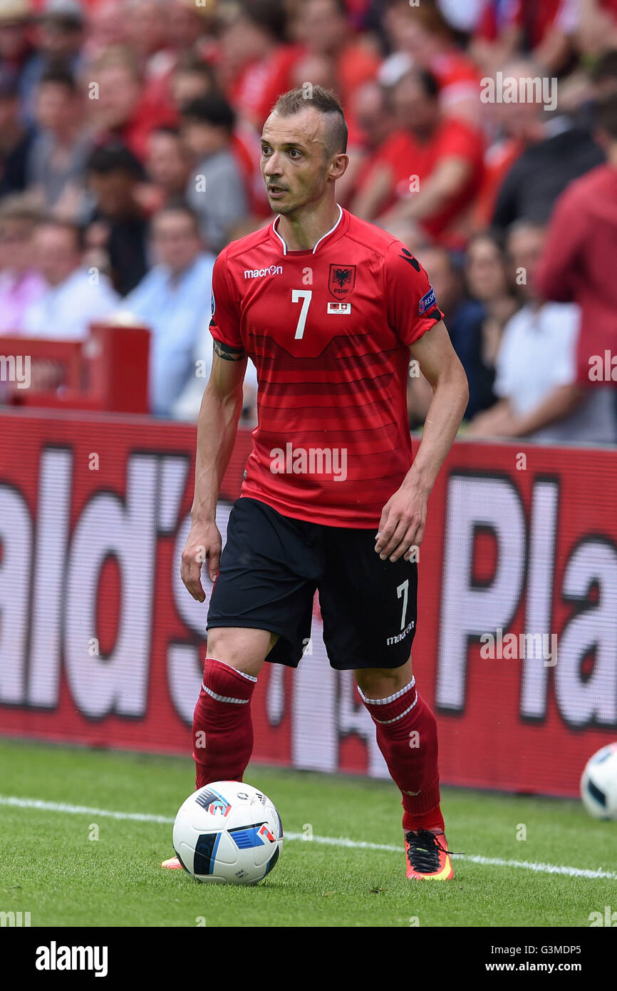 Ansi Agolli (ALB), JUNE 11, 2016 - Football / Soccer : UEFA EURO 2016 Group  A match between Albania 0-1 Switzerland at Stade Bollaert-Delelis in Lens,  France. (Photo by aicfoto/AFLO Stock Photo - Alamy