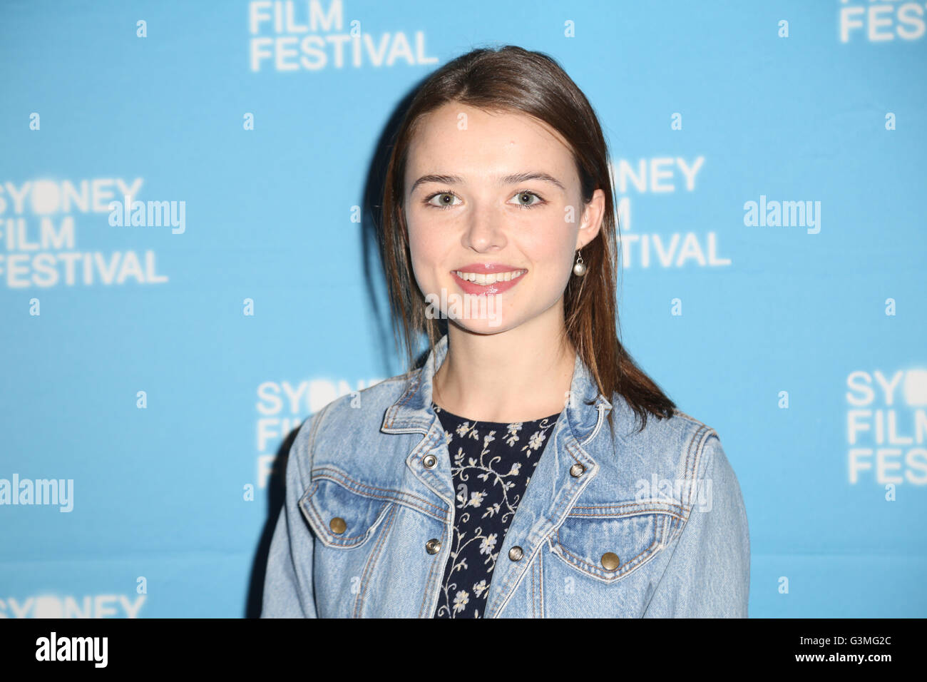 Sydney, Australia. 13 June 2016. As part of the Sydney Film Festival, celebrities arrived on the red carpet for the world premiere of The BFG at Event Cinemas, George Street. Pictured: Philippa Northeast (actress – Home & Away). Credit:  Richard Milnes/Alamy Live News Stock Photo