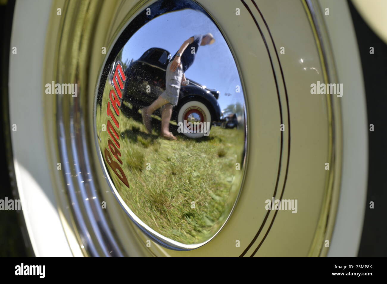 Westbury, New York, USA. June 12, 2016. A yellow 1948 Bantam Roadster