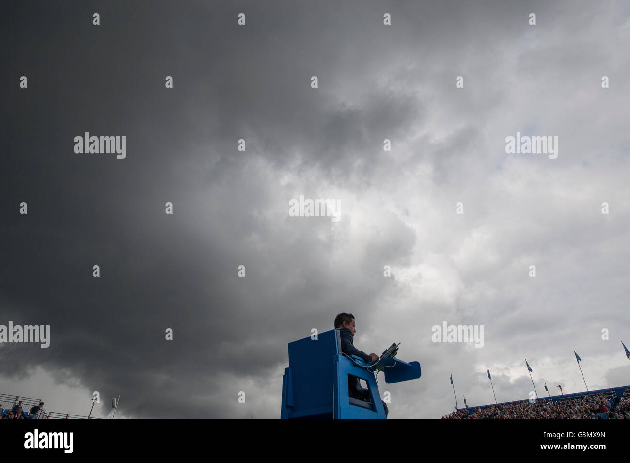 The Queen’s Club, London UK. 14th June 2016. Day 2 of grass court championships at the west London club till 19th June, with Stan Wawrinka (SUI) vs Fernando Verdasco (Esp) and rain stopping play frequently. Credit:  sportsimages/Alamy Live News. Stock Photo