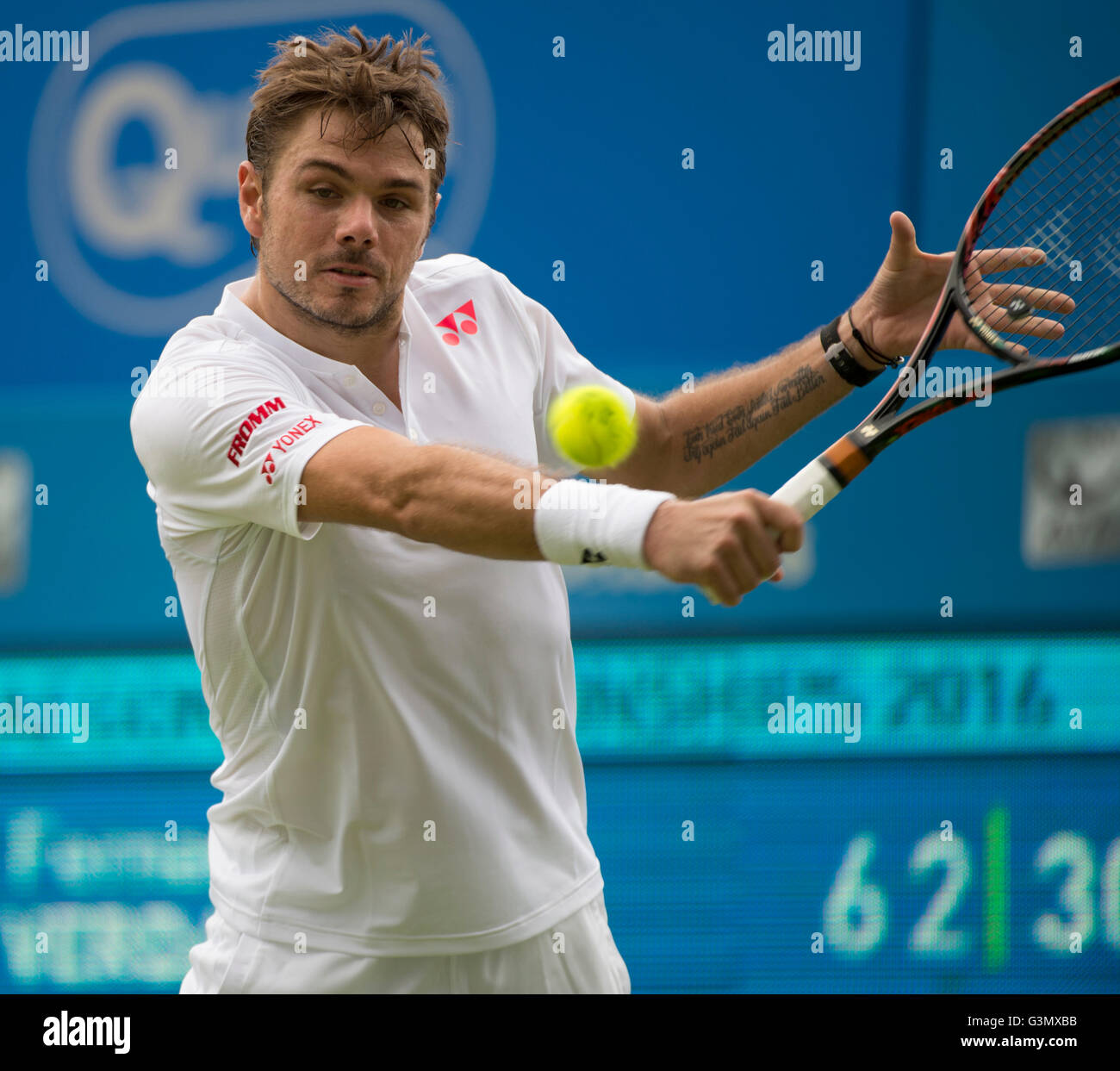 The Queen’s Club, London UK. 14th June 2016. Day 2 of grass court championships at the west London club till 19th June, with Stan Wawrinka (SUI) vs Fernando Verdasco (Esp). Credit:  sportsimages/Alamy Live News. Stock Photo