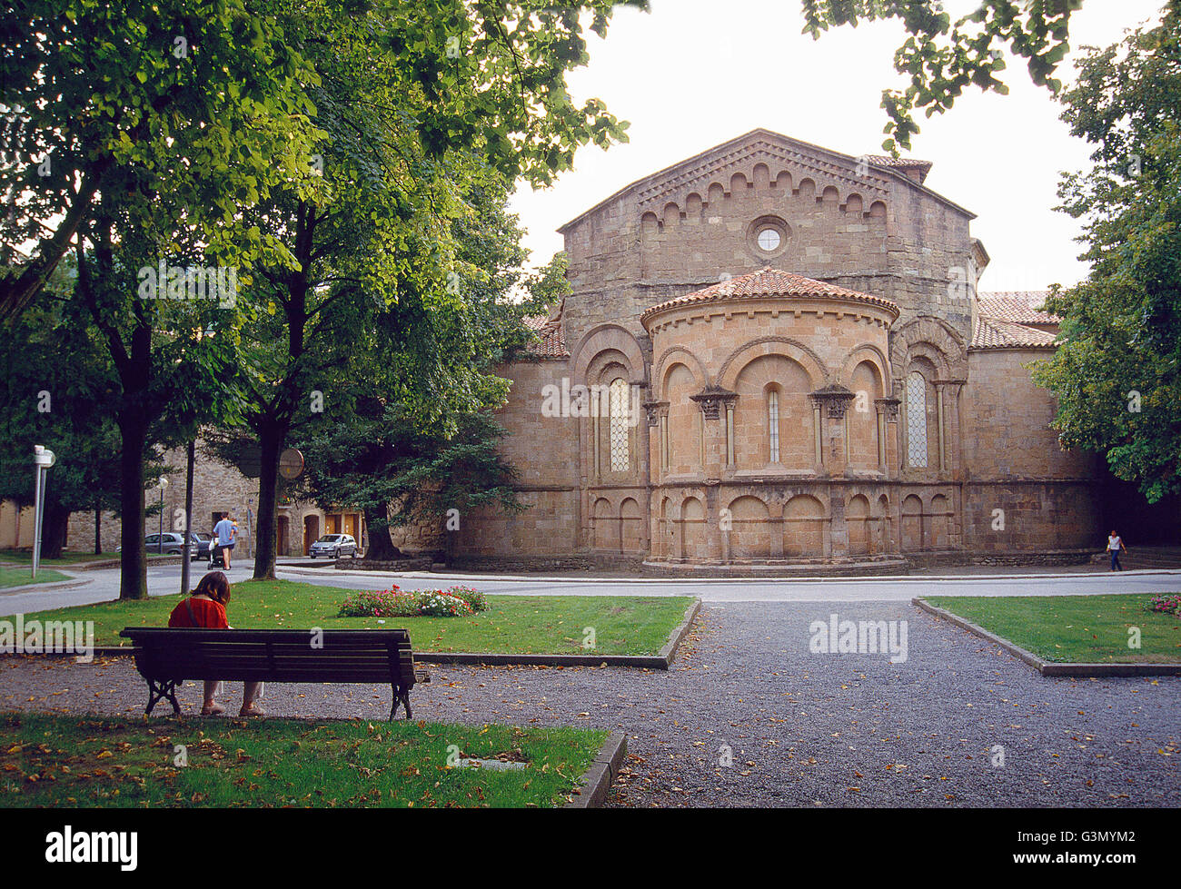 Apse of Sant Joan de Ripoll monastery. Sant Joan de les Abadesses, Gerona province, Catalonia, Spain. Stock Photo
