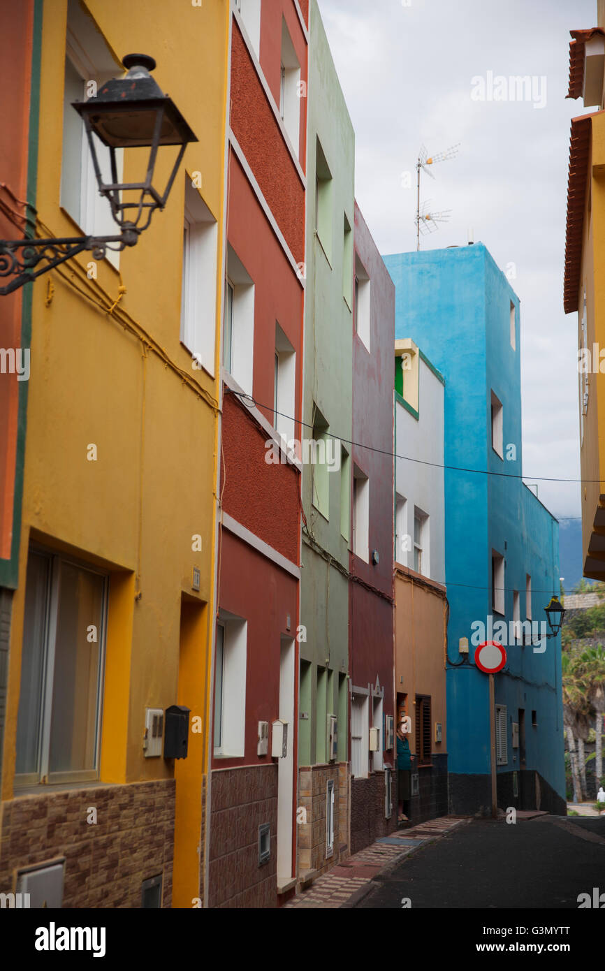 Puerto de la Cruz. colorful houses on the island. Stock Photo