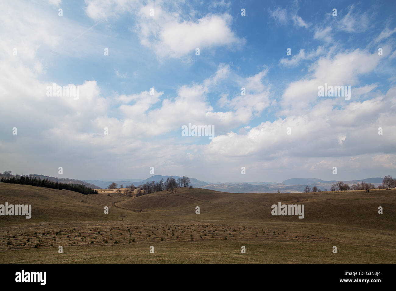 Wide view of the rural scene on a mountain Stock Photo