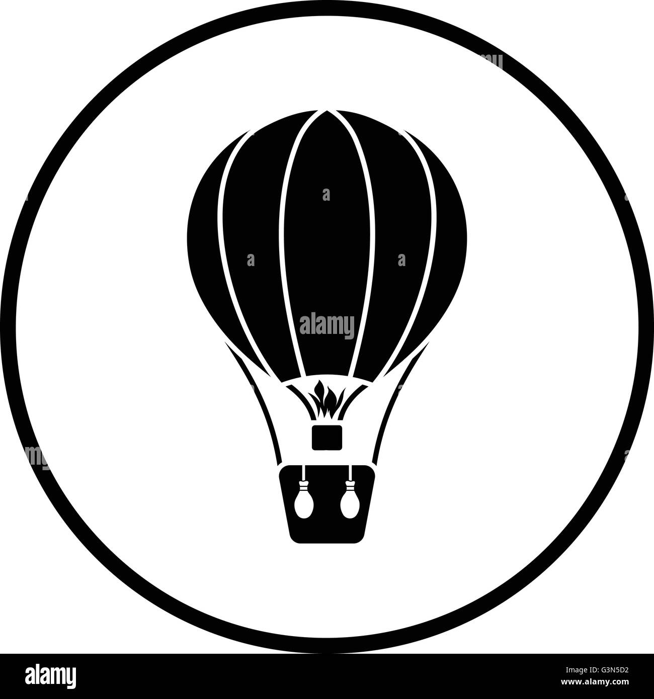 Hot air balloon icon. Thin circle design. Vector illustration. Stock Vector