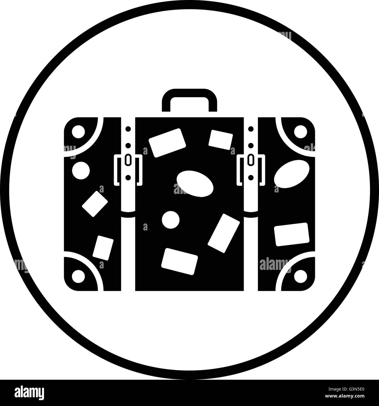 Suitcase icon. Thin circle design. Vector illustration Stock Vector