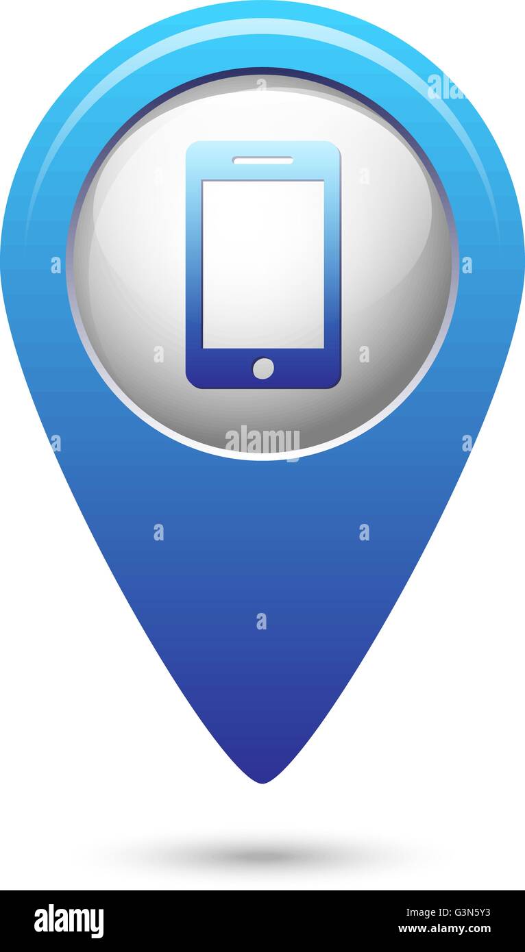 Phone icon on blue map pointer Stock Vector Image & Art - Alamy