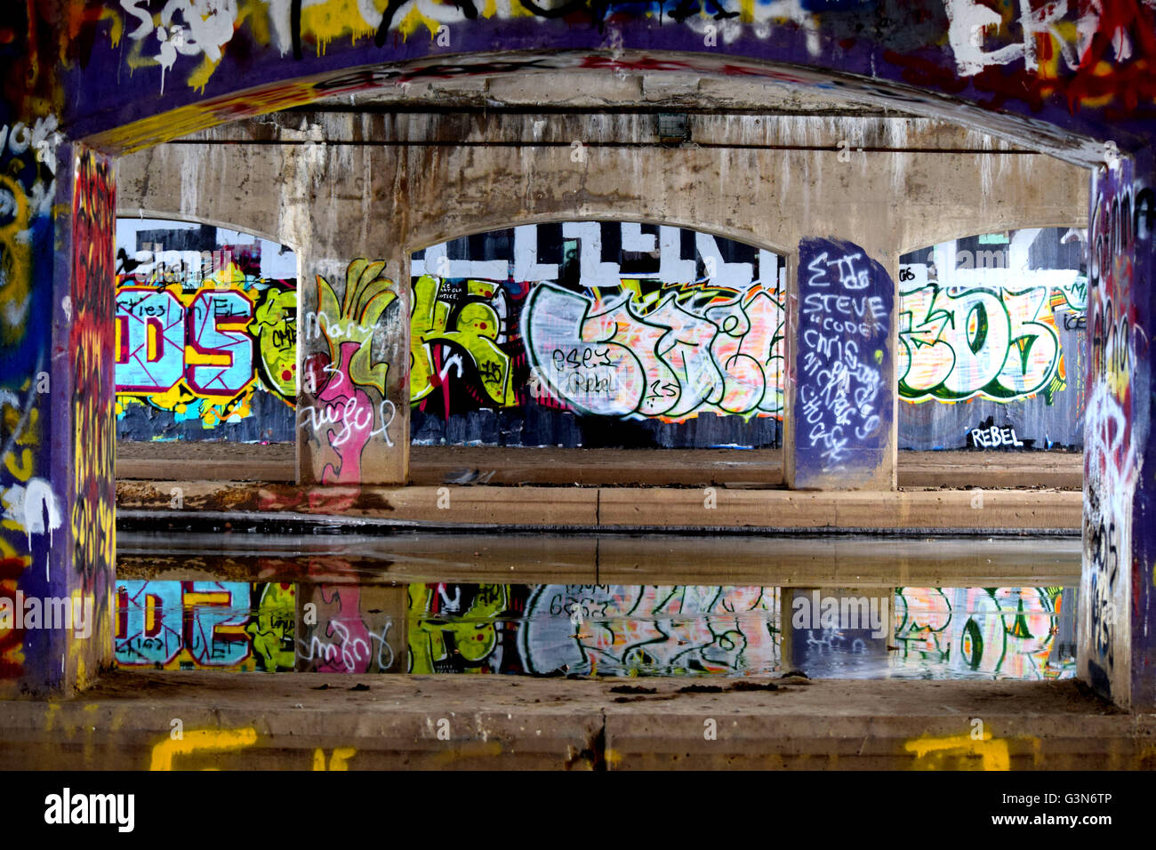 Graffiti Under a Bridge Stock Photo Alamy