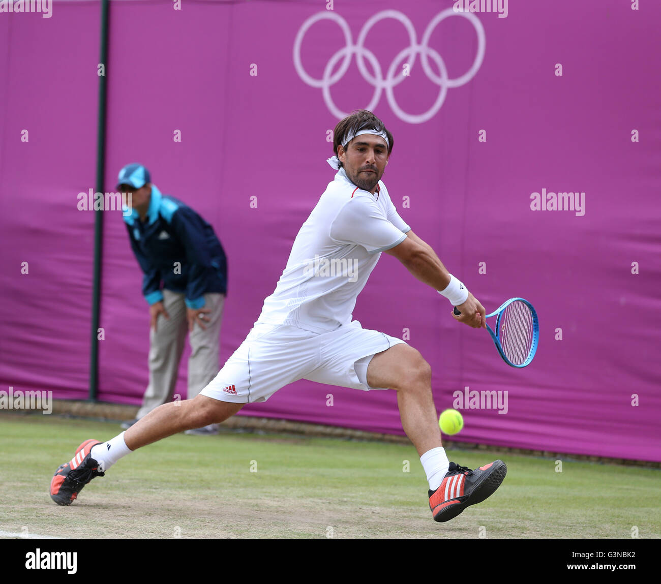 Marcos Baghdatis, CYP, AELTC, London 2012, Olympic Tennis Tournament, Olympics, Wimbledon, London, England, Great Britain Stock Photo