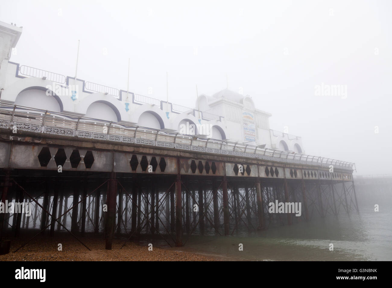 South parade pier in winter in the fog Stock Photo