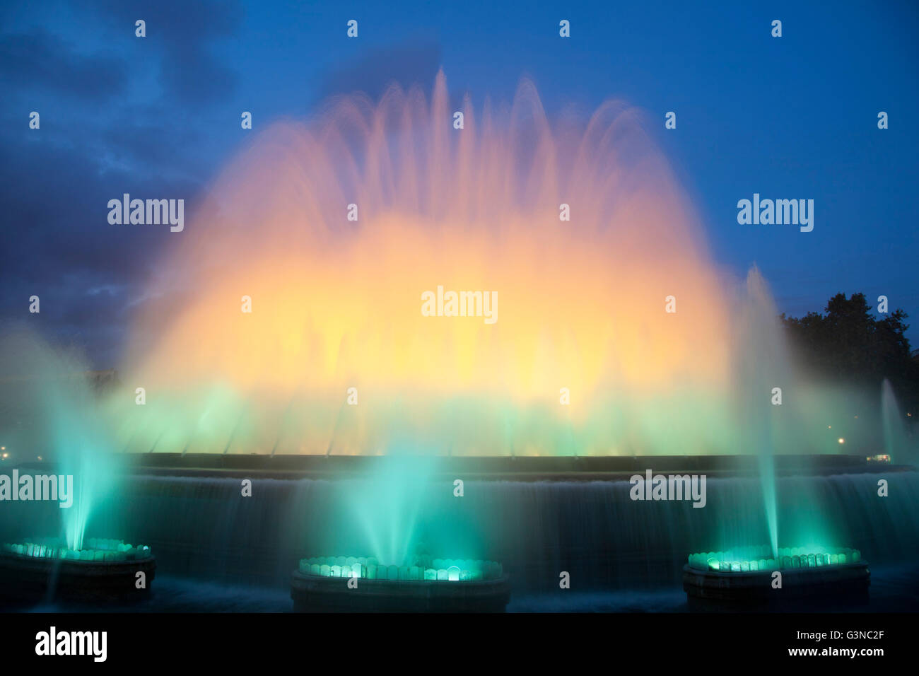 The Magic Fountain of Montjuic, Font Magica, Barcelona, Catalonia, Spain, Europe, PublicGround Stock Photo