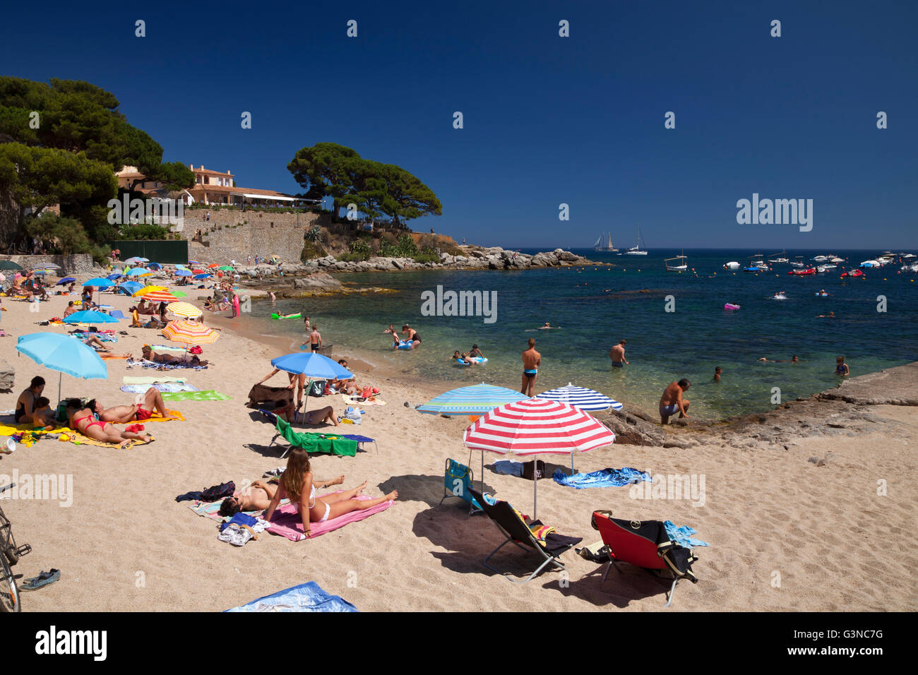 Beach of Calella de Palafrugell, Costa Brava, Catalonia, Spain, Europe, PublicGround Stock Photo