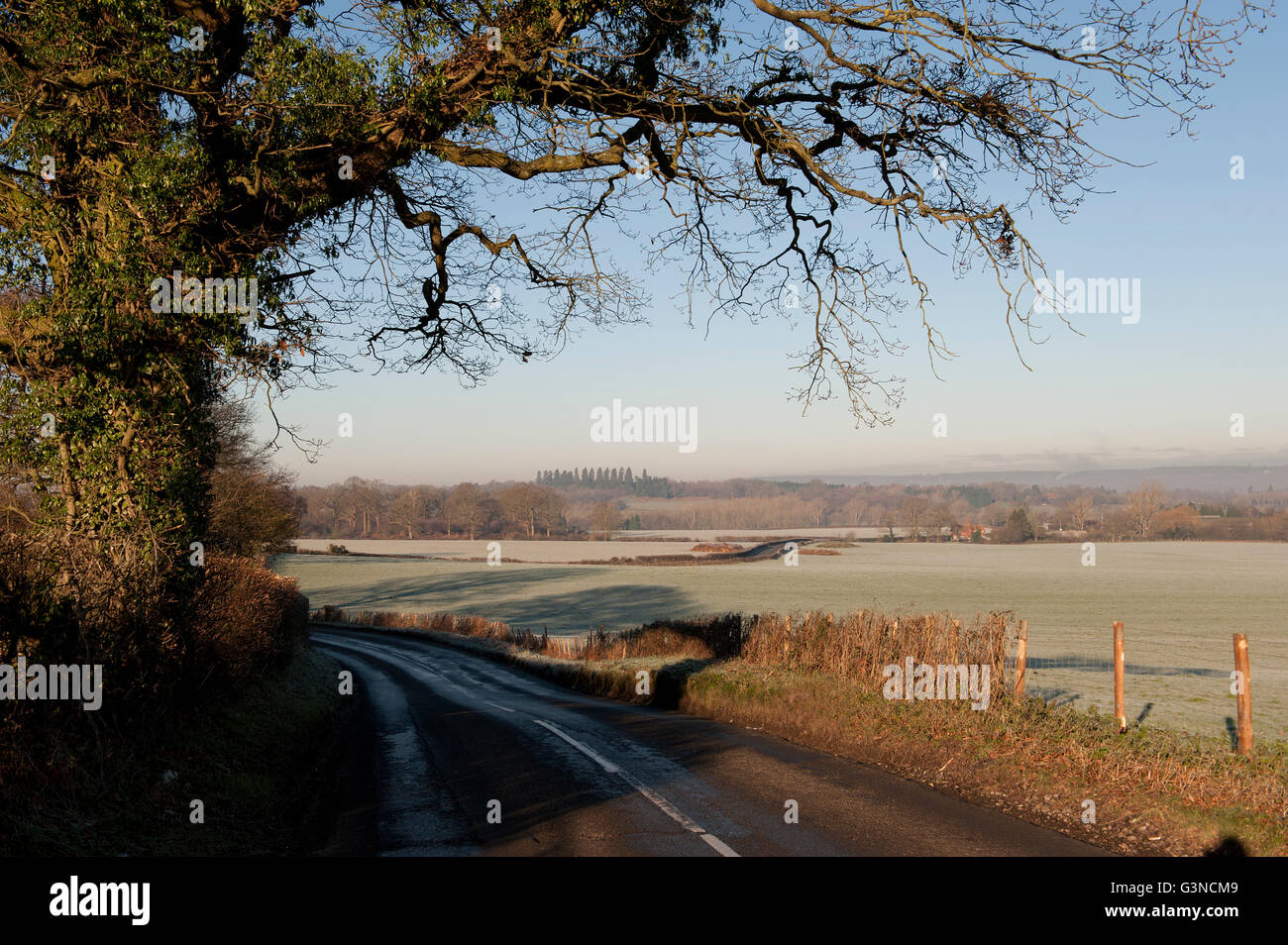Kent countryside in winter, UK Stock Photo