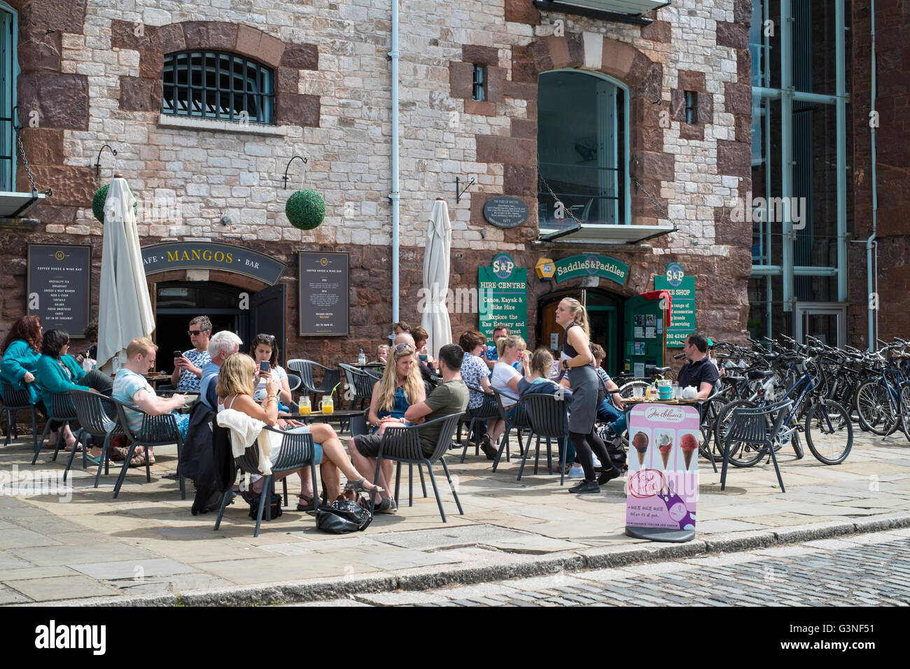 Exeter Capital city of Devon England UK The Quay Mangos Bar saddles and