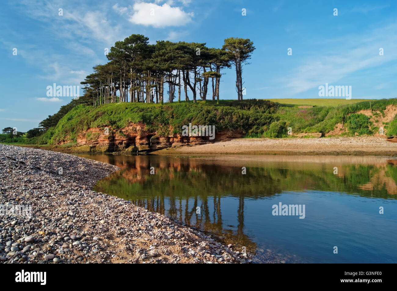 UK,Devon,Budleigh Salterton,Coastline at Mouth of River Otter Stock Photo