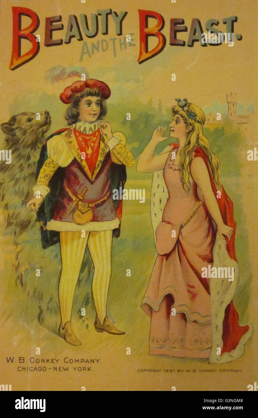 Cover for an 1897 edition of children's book, Beauty and the Beast. Stock Photo