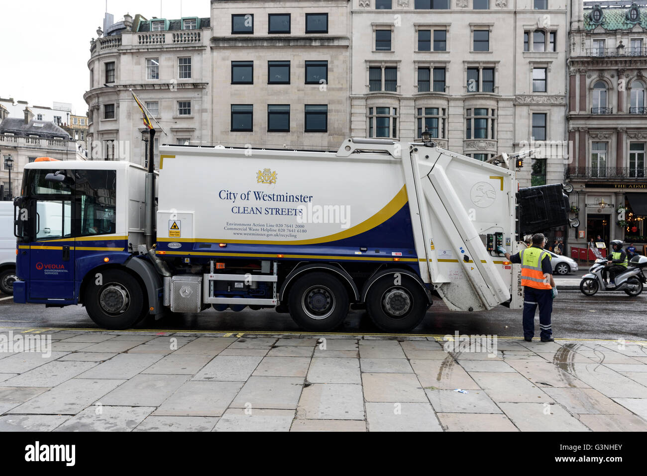 City of Westminster rubbish truck, UK. Stock Photo