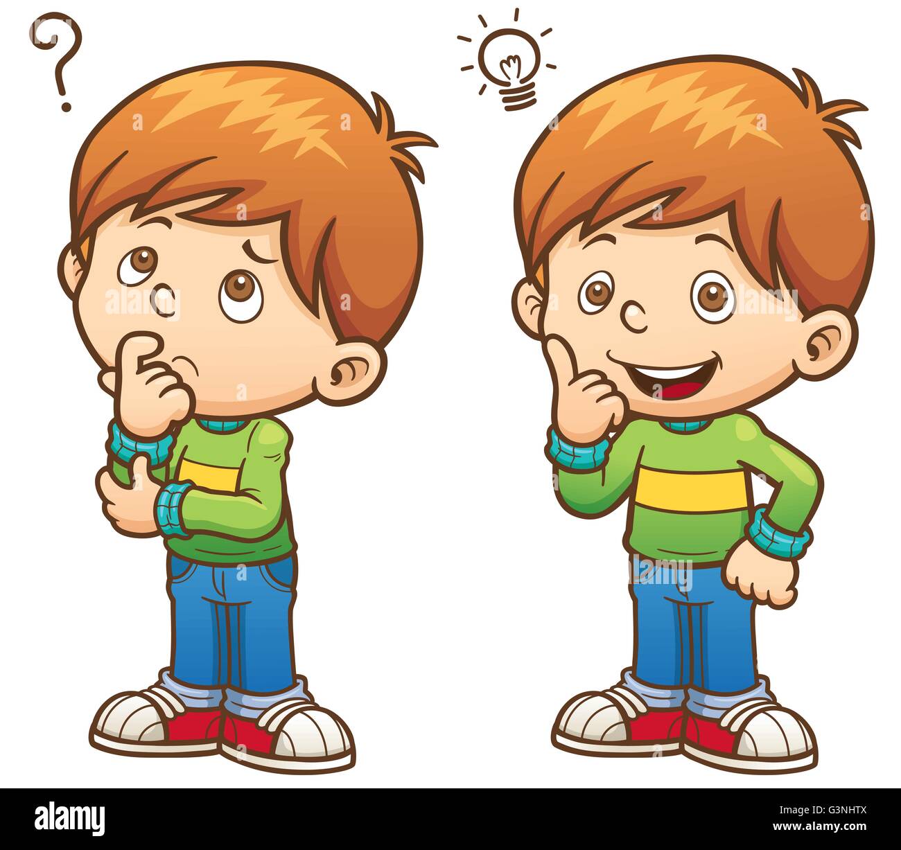 Vector illustration of Cartoon Boy thinking Stock Vector