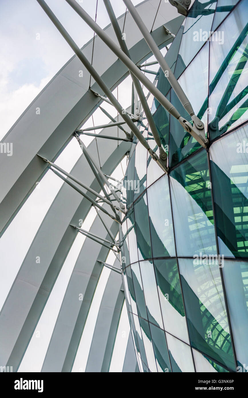 Modern architecture, facade, detail, Flower Dome, The Gardens, Gardens